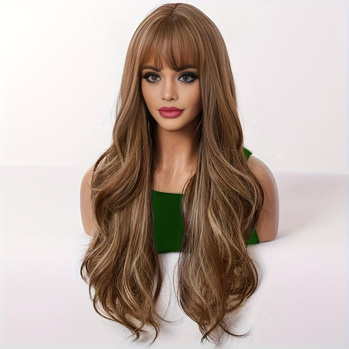  Elegant 26" Brown Wavy Wig cashymart