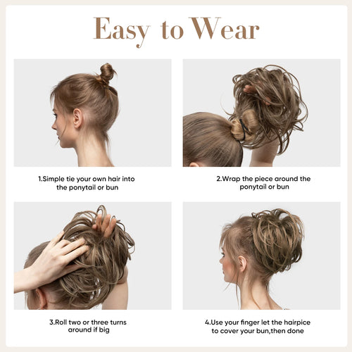  Elegant Curly Messy Bun Hairpiece Scrunchie cashymart