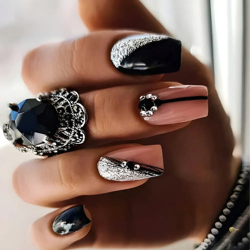 Elegant Rose-Embellished Black Ballerina Nails cashymart