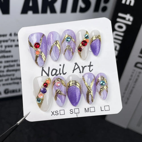  Eye Cat Almond Press-On Nails cashymart