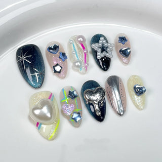  Eye Cat Almond Press-On Nails cashymart
