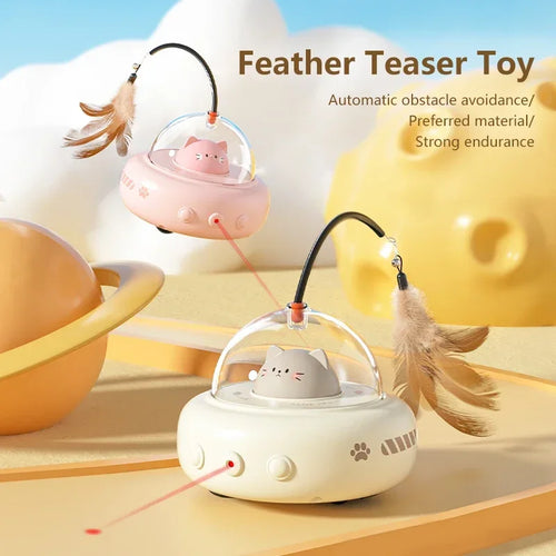  Feather Teaser Electric Cat Toy with Bell cashymart