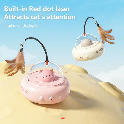  Feather Teaser Electric Cat Toy with Bell cashymart