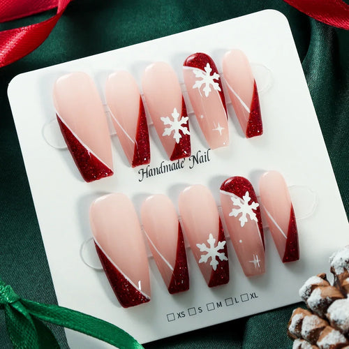  Festive Snowflake Press-On Nails cashymart