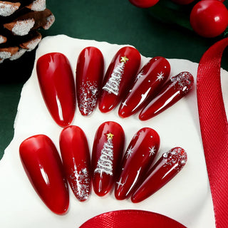  Festive Snowflake Press-On Nails cashymart