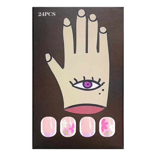  Floral Almond Press-On Nails Set cashymart