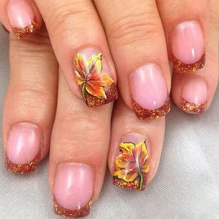  Floral Almond Press-On Nails Set cashymart
