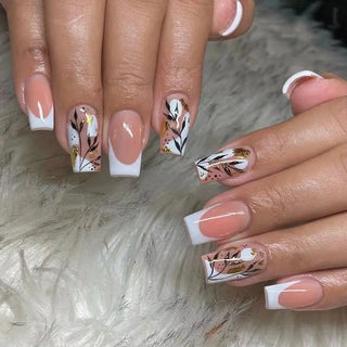  Floral Almond Press-On Nails Set cashymart