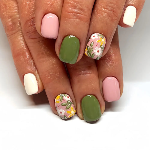  Floral Press On Nails Set 24Pcs Acrylic cashymart