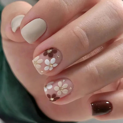  Floral Press On Nails Set 24Pcs Acrylic cashymart
