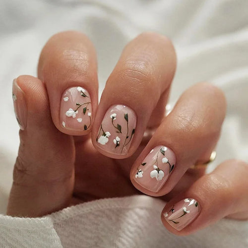  Floral Press On Nails Set 24Pcs Acrylic cashymart