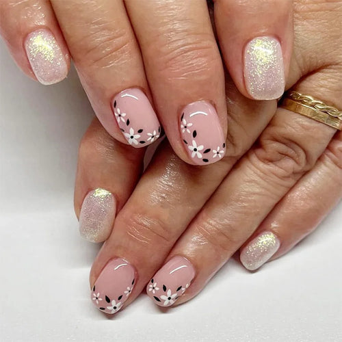  Floral Press On Nails Set 24Pcs Acrylic cashymart
