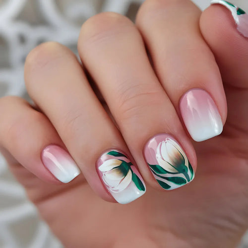 Floral Press On Nails Set 24Pcs Acrylic cashymart