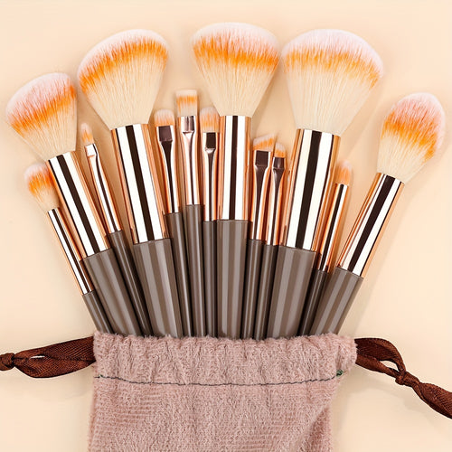  Fluffy Makeup Brush Set with Sponge & Bag cashymart