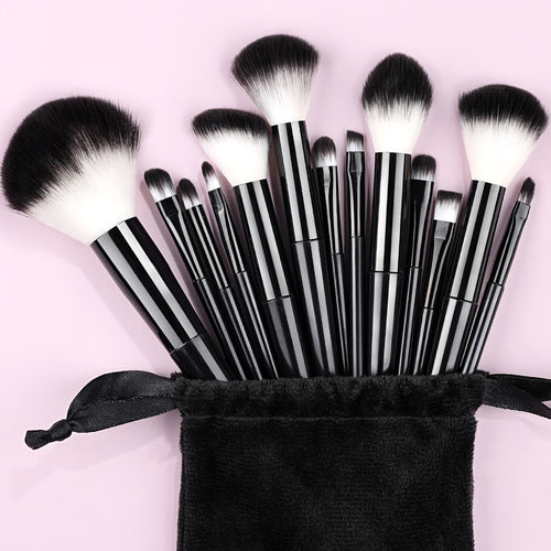  Fluffy Makeup Brush Set with Sponge & Bag cashymart