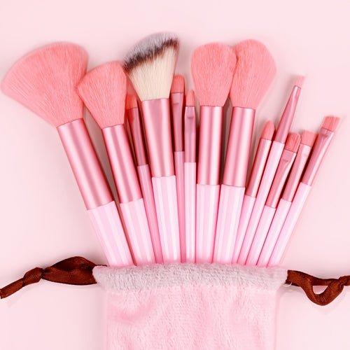  Fluffy Makeup Brush Set with Sponge & Bag cashymart