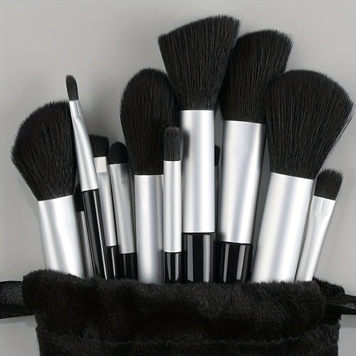  Fluffy Makeup Brush Set with Sponge & Bag cashymart