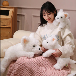  Fluffy White West Highland Terrier Plush Toy cashymart