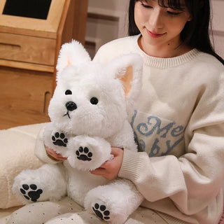  Fluffy White West Highland Terrier Plush Toy cashymart