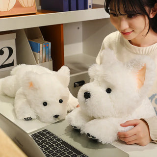  Fluffy White West Highland Terrier Plush Toy cashymart