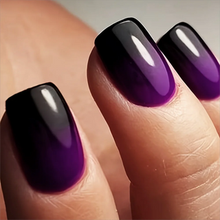  French Blue Black Gradient Fake Nails Set cashymart