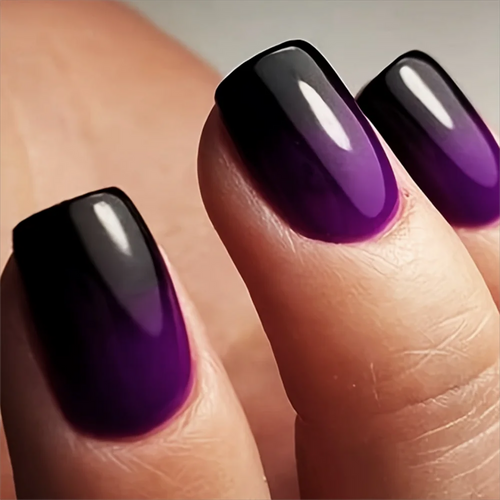  French Blue Black Gradient Fake Nails Set cashymart