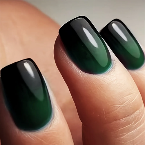 French Blue Black Gradient Fake Nails Set cashymart