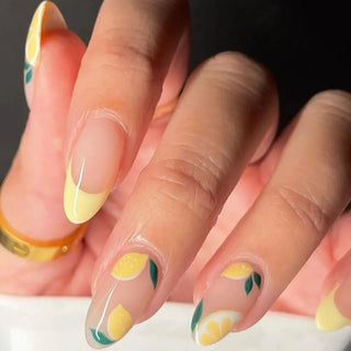  French Lemon Long Almond Press-On Nails cashymart