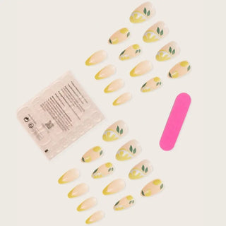  French Lemon Long Almond Press-On Nails cashymart