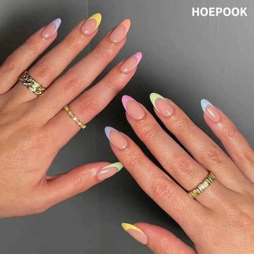  French Rainbow Acrylic Press-On Nails cashymart