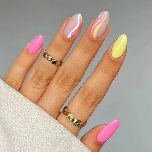  French Rainbow Acrylic Press-On Nails cashymart