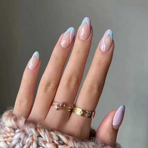  French Rainbow Acrylic Press-On Nails cashymart