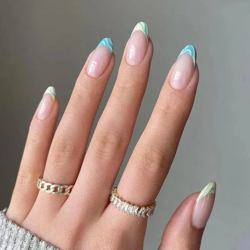  French Rainbow Acrylic Press-On Nails cashymart