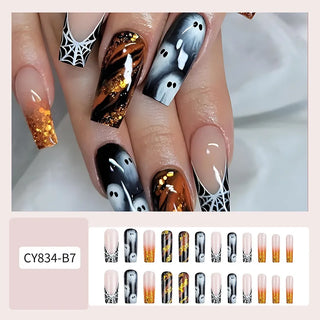  Ghostly Almond Halloween Nail Art cashymart