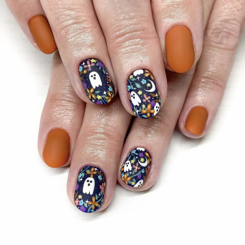  Ghostly Glow 24Pcs Black Square Press-On Nails cashymart