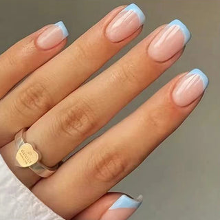  Girls Short French Glossy Fake Nails cashymart