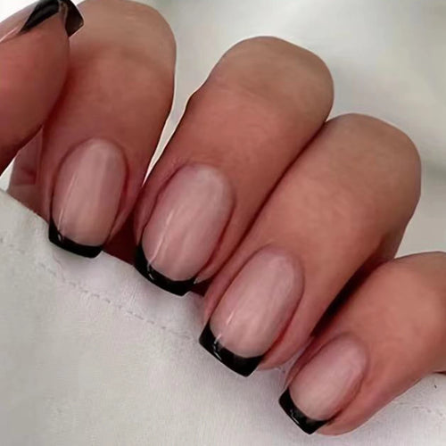  Girls Short French Glossy Fake Nails cashymart