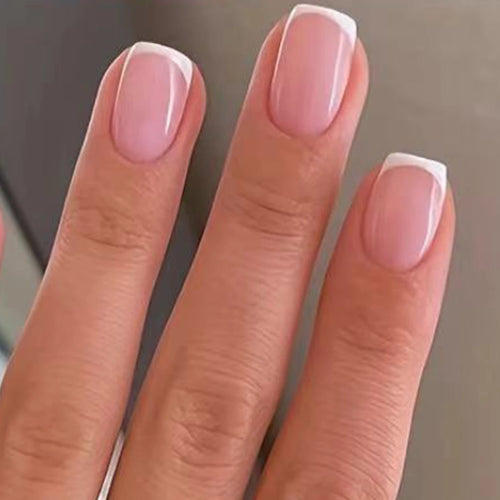  Girls Short French Glossy Fake Nails cashymart