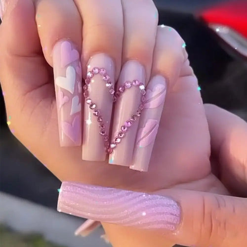  Glam Pink Cow Coffin Nails cashymart