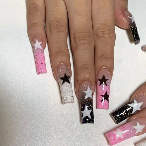  Glam Pink Cow Coffin Nails cashymart