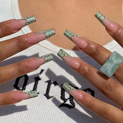 Glam Pink Cow Coffin Nails cashymart