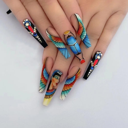  Glam Pink Cow Coffin Nails cashymart