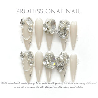  Glam Stiletto Rhinestone Press-On Nails cashymart