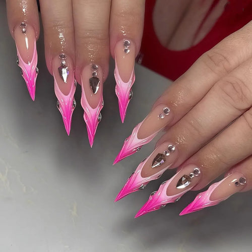  Glamorous Rhinestone Stiletto Press-On Nails cashymart
