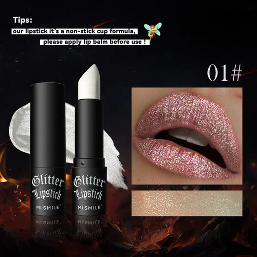  Glitter Lipstick Waterproof Long Lasting Metallic cashymart