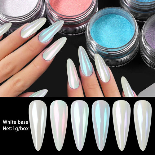  Glitter Mirror Dust Nail Powder Set 6 Box cashymart