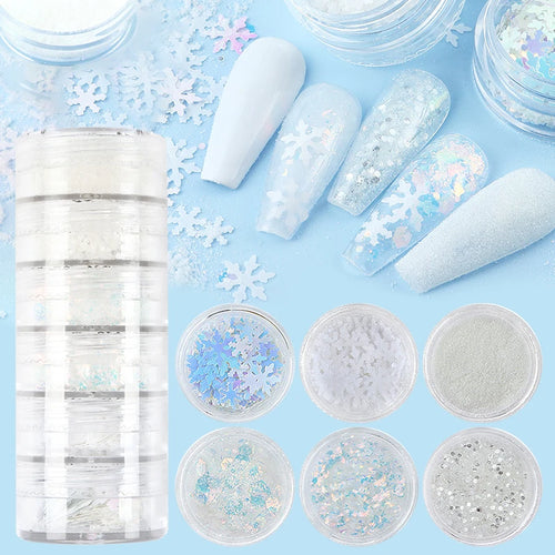  Glitter Mirror Dust Nail Powder Set 6 Box cashymart