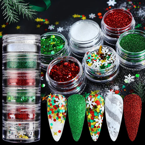  Glitter Mirror Dust Nail Powder Set 6 Box cashymart