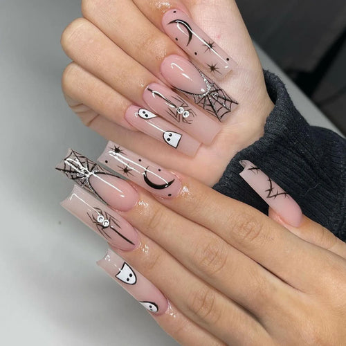  Glittery Skull & Heart Halloween Nail Art cashymart