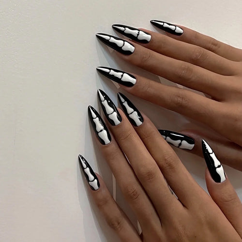  Glittery Skull & Heart Halloween Nail Art cashymart